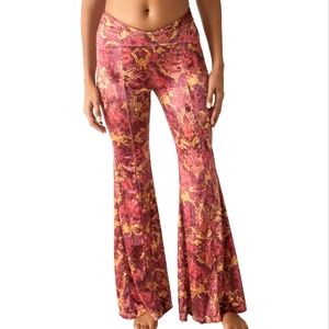 Free People Hold Me Closer Flared Pant Flame Combo NWT XS S